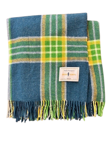 "Spirit of Boys Town" Tartan 100% Merino Wool FULL-SIZE Blanket