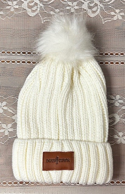 Boys Town Rib Knit Beanie with Pom Pom