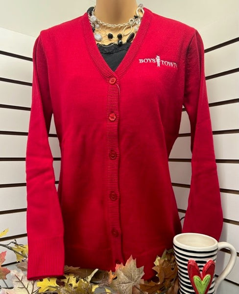 boys red cardigan sweater