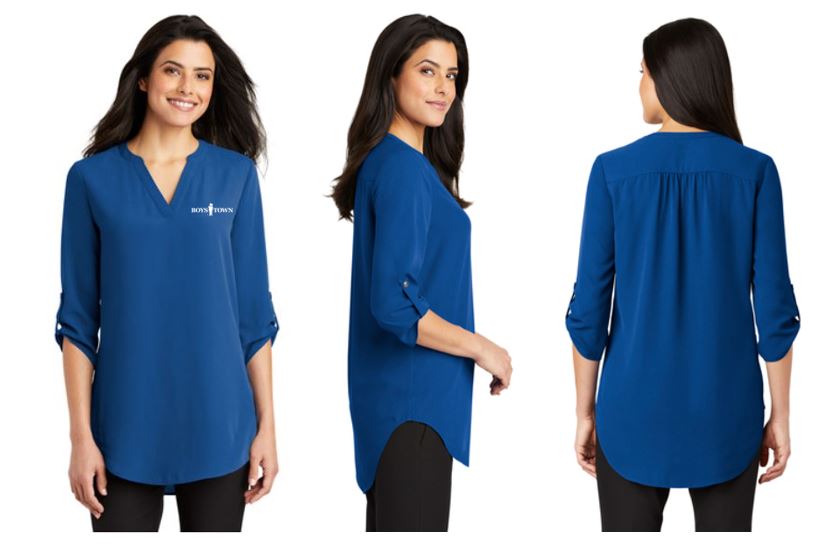 Ladies 3/4 Sleeve Tunic Blouse – Boys Town Gift Shop