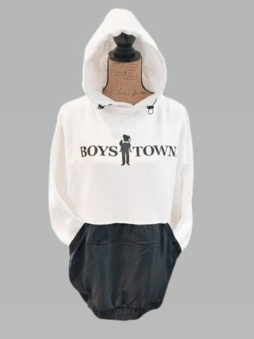 Boys Town Black and White Color Block Hoodie