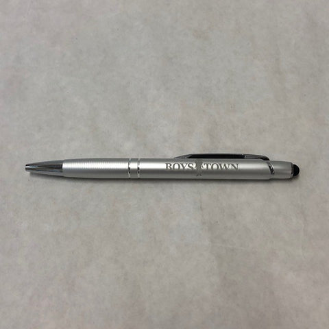 Silver Click Pen with Stylus
